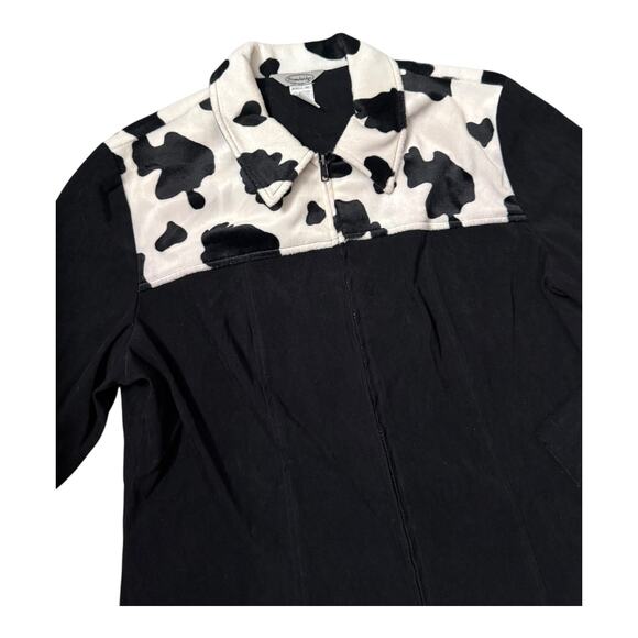 Vintage Stronebridge Cow Print Full Zip Jacket Jerrell Inc Size 14 Made in Macau - Picture 2 of 4